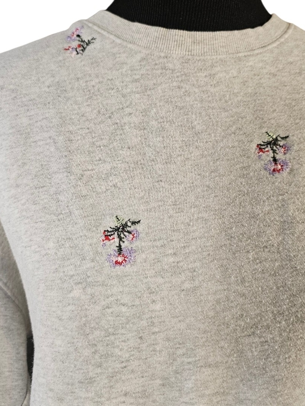 H&M LOGG Floral Embroidered Sweatshirt Jogger Set Gray Lounge Set XS S - Picture 5 of 12